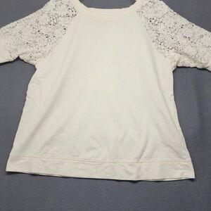 Ralph Lauren Jean Company Cream Cotton Shirt With Crocheted Sleeves